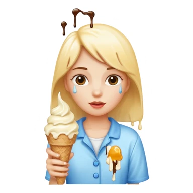 a girl holding an ice cream sticker
