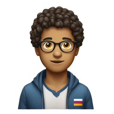 create an emoji that looks like a 15 year old boy from venezuela with  semi curly hair, a skinfade and eyeglasses sticker