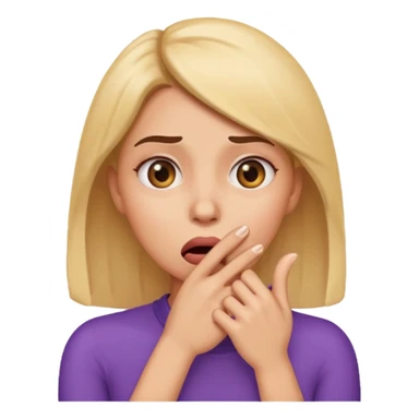 scared woman with her hand on mouth, emoji style, more details, sideways pose sticker