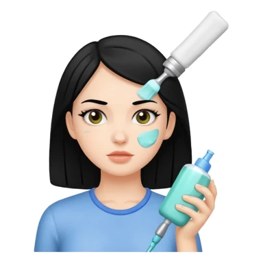 White girl with black hair getting a pore cleaning  sticker