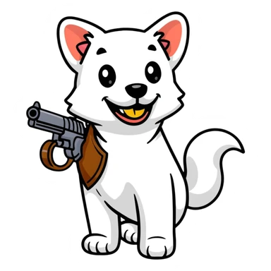 Happy dog shooting a gun sticker