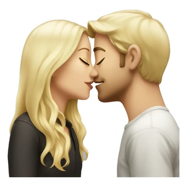 Passionate Kiss, blonde girl and brunette boy, both white sticker