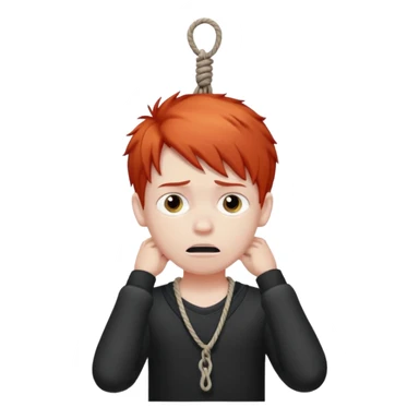 red head boy hanging from noose sticker