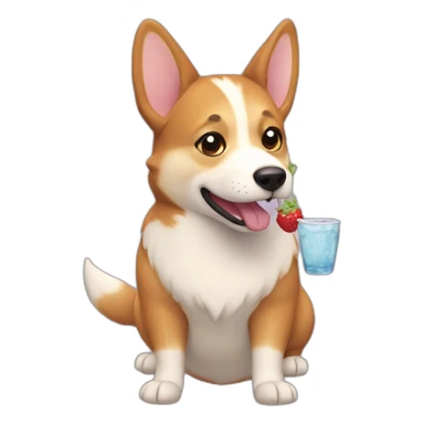 corgy drinking ber sticker