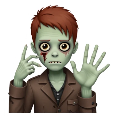 Emo-style zombie boy with reddish-brown hair making the west side sign with his hand  sticker