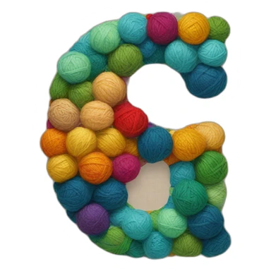 the letter G made of patchwork, colored yarn balls sticker
