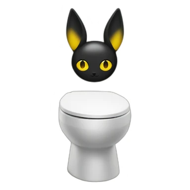 toilet with umbreon head atop sticker