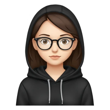 Brunette female with glasses in black hoodie sticker
