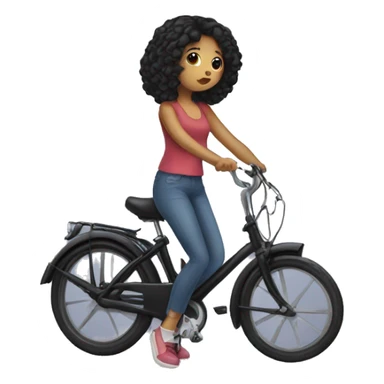A girl with with black hair kissing a  bike sticker