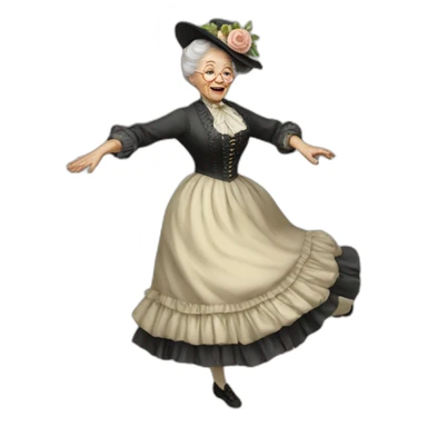 Old Lady Victorian Dancing 2 sticker