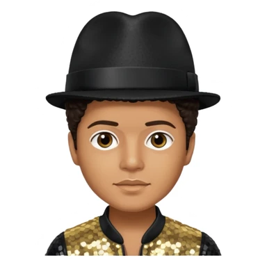 Bruno Mars with dark brown hair, black sequin outfit sticker