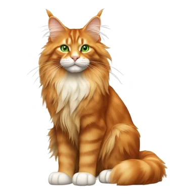 full body of Orange Maine coon cat with light green eyes sticker