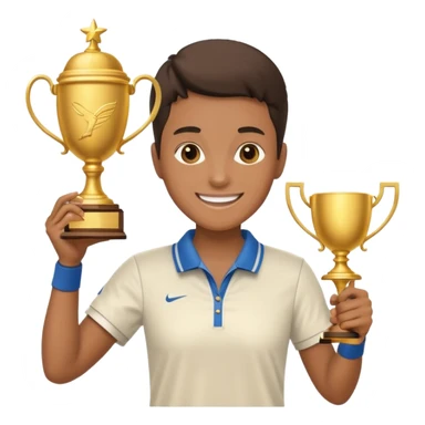 Tennis champion with trophy sticker