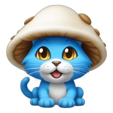 Blue Smurf cat wearing mushroom like a hat sticker