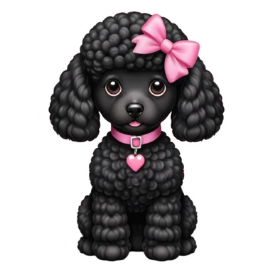 Caniche negro con moños rosas sticker