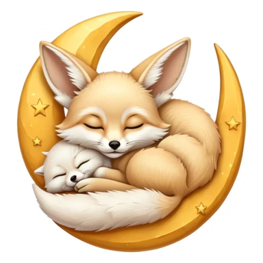 fennec sleeping on a moon sickle  sticker