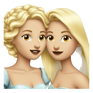 2 women princesses couple blonde kiss sticker