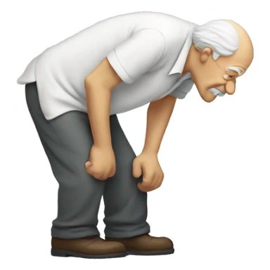old man bent over sticker