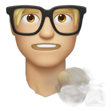 Blond man blue eye glasses muscle eat hazelnut sticker