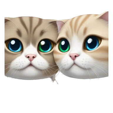 Two Scottish fold cats one brown with green eyes the other white with blue eyes  sticker