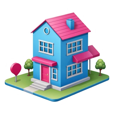 The building houses the Ozon order pickup point in its signature blue (digital blue) and raspberry colors. sticker