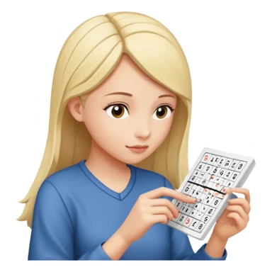 Girl Sudoku Problem-Solving on the new paper, side view. sticker