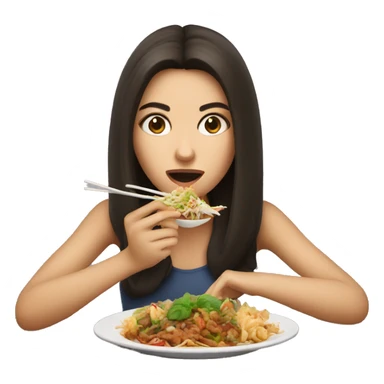 Brunette girl eating bad Thai food  sticker