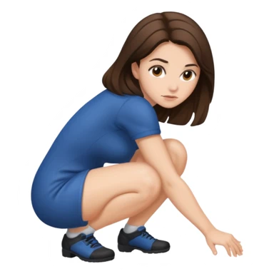 crouching emoji woman brunette sticker