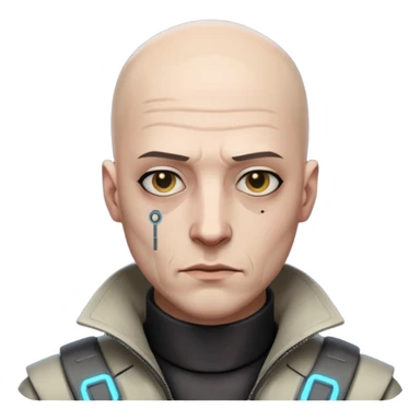 cyberpunk poor man whihout hair sticker
