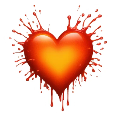 bleeding red heart glowing red-orange with splatter sticker