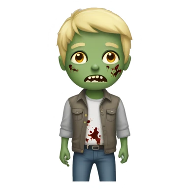 boy zombie with blonde hair and shirt and grey skin sticker