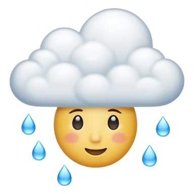 weather emoji with a cloud and a few raindrops, serene face, illustrating calm with a hint of complexity in a consulting office, classic emoji style, no text sticker