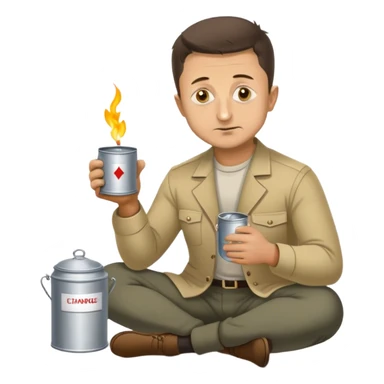 Volodymyr Zelenskyy on his knees with a tin cup and sign begging for “spare change”  sticker