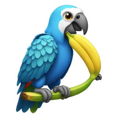 Parrot eating a banana sticker