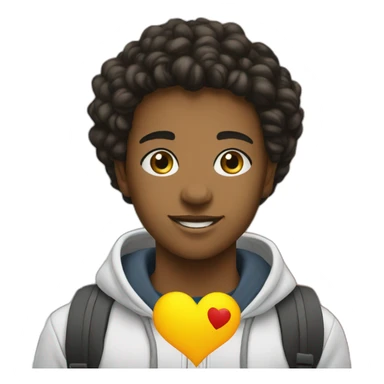 student with a banner in hand,  written " I love Y Commerce" sticker