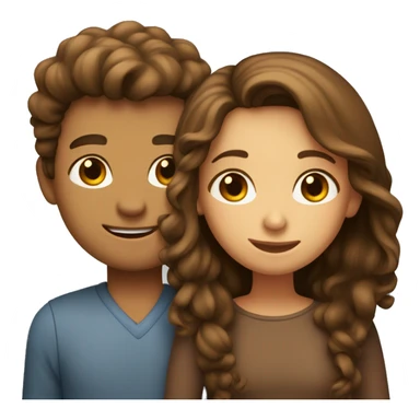 Girl with long straight brown hair hugging a guy with short curly brown hair sticker