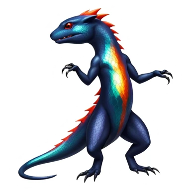 Colorful Dark Shiny Exotic Salandit-Quilava-Fakémon-hybrid-creature (full body)  sticker