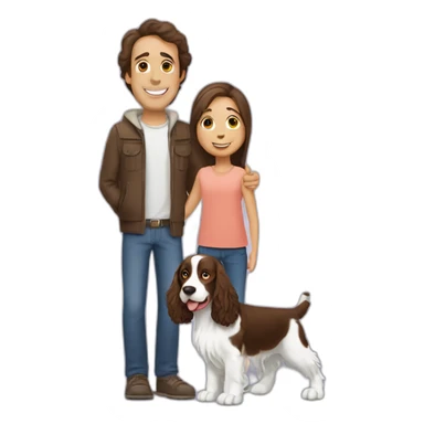 Springer spaniel with man and girl sticker