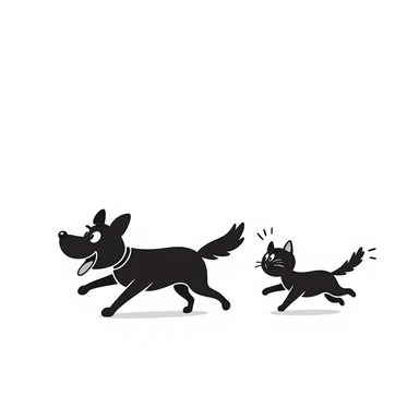dog chasing cat sticker