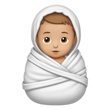 lightly tanned baby swaddled in a white blanket sticker