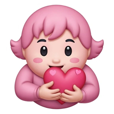 create a chibi sticker of Kirby smiling with a heart in his hands sticker