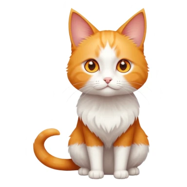 full body of tiny + skinny ginger and white cat with deep orange eyes and triangular shaped face sticker