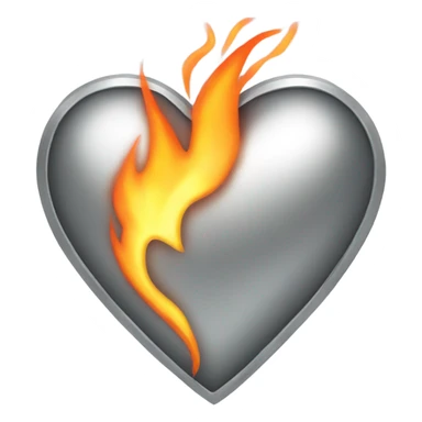 silver heart with fire sticker