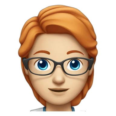 Female scientist with straight red hair and glasses blue eyes sticker