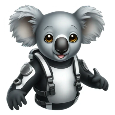 koala in black shiny diving suit sticker