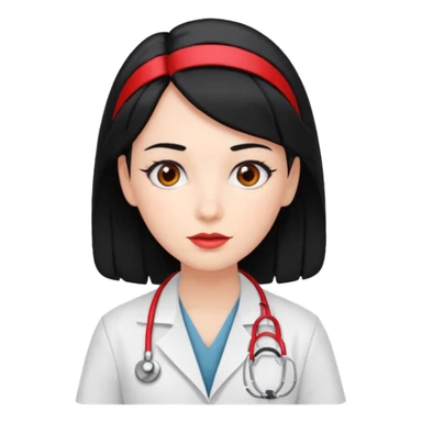 doctor with black hair and red hairclips  sticker