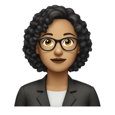 brunette woman with curly black hair and eyeglasses sticker