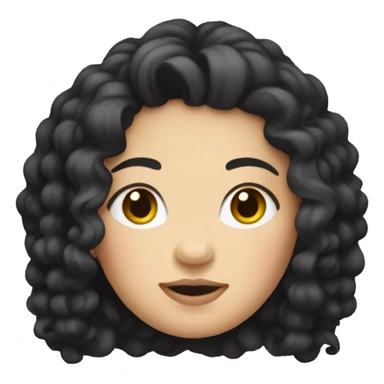 create a lady emoji that is chubby, with LONG curly black hair, with fair skin sticker