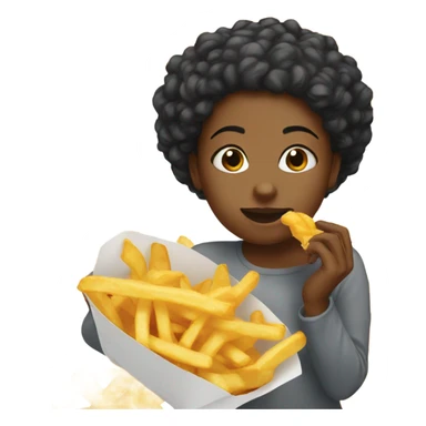 Black girl eating fries sticker