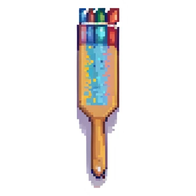 a paintbrush and palette, pixel art style sticker